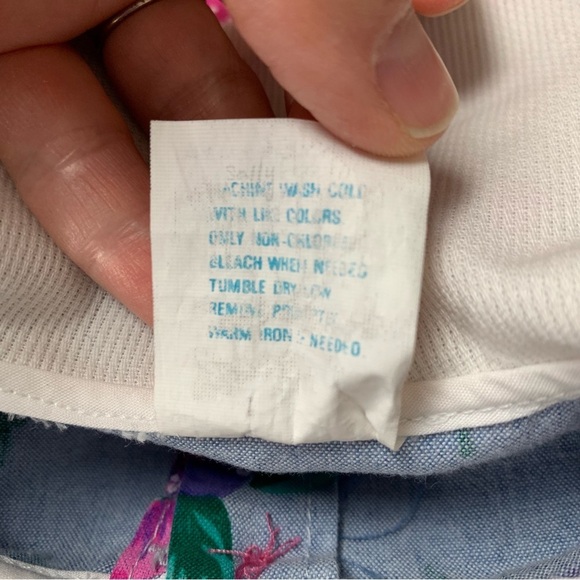 Vintage Toddler Girl Floral Polka Dot Dress 3T Big Collar Chambray 80s Cute Pink - Picture 10 of 14